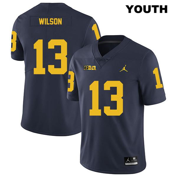 Youth NCAA Michigan Wolverines Tru Wilson #13 Navy Jordan Brand Authentic Stitched Legend Football College Jersey LT25E73BC